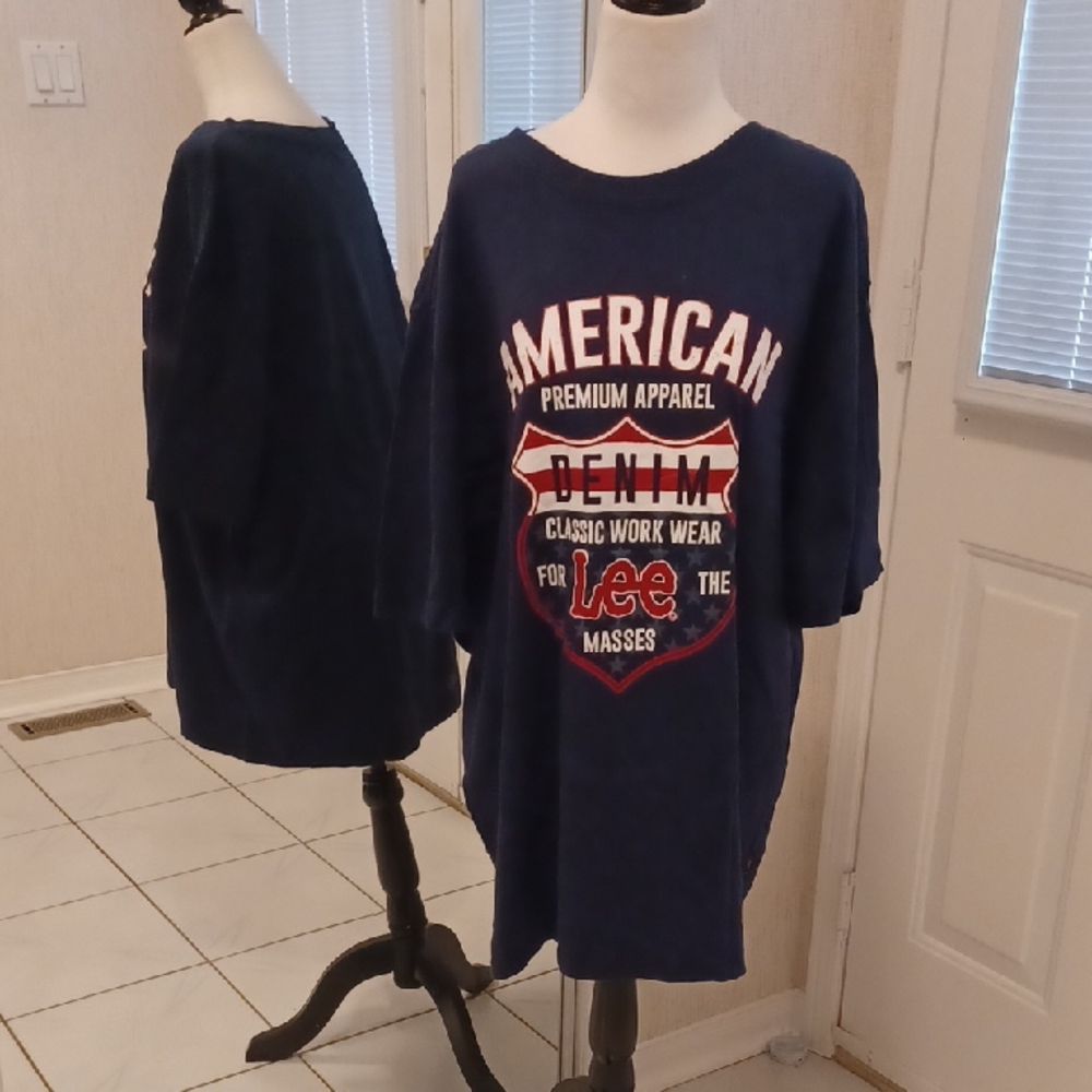 4/$80 New Lee Navy Blue American Premium Apparel Graphic Tee - Size XL